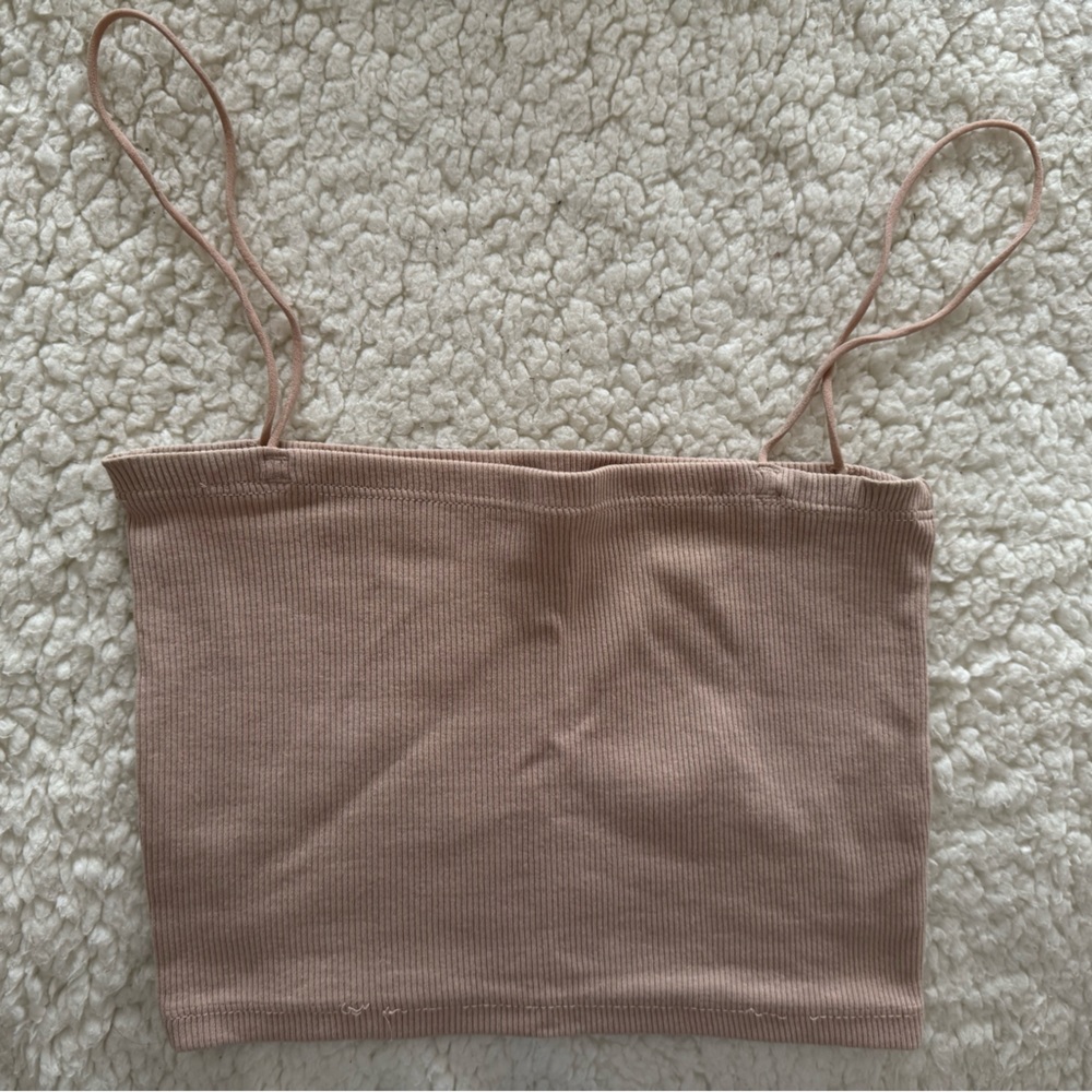 Beige tube tank top with straps